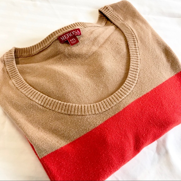 Merona Tan/Red Colour Block Sweater - Picture 3 of 5